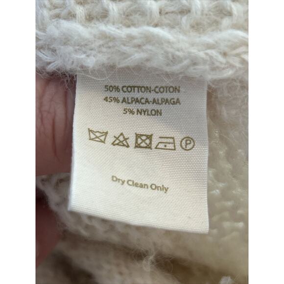Free People Size S Alpaca Blend Sweater All Mine Ivory Oversize Chunky Pullover - Picture 6 of 7